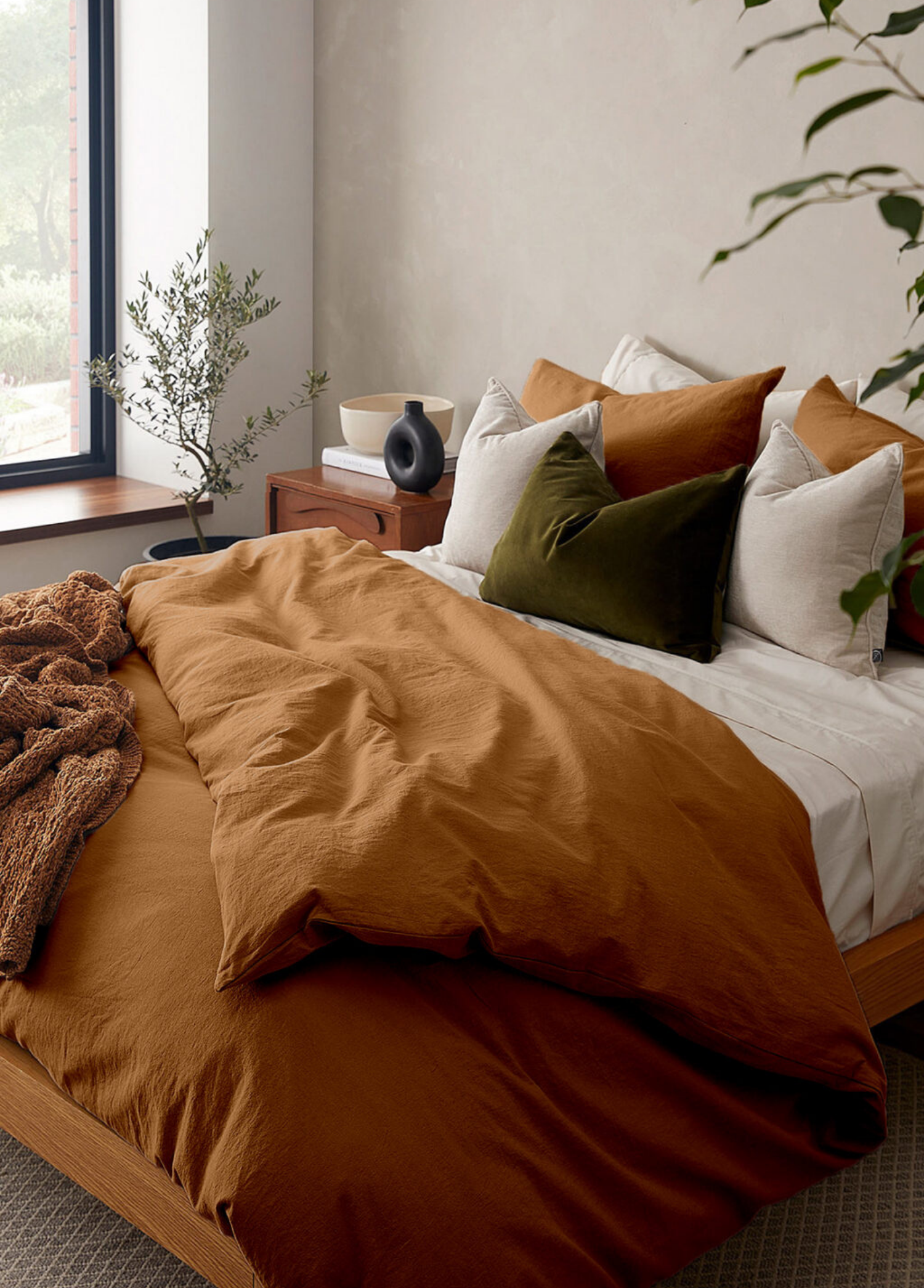 Washed Cotton Duvet Cover Set Caramel