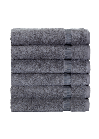 Areca 6 Piece Hand Towel Set 16x30" Gray