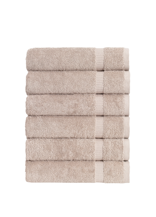 Areca 6 Piece Hand Towel Set 16x30" Taupe