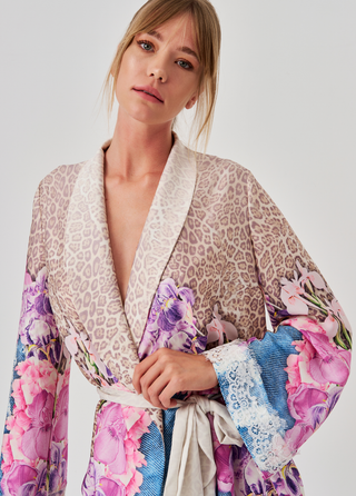 Printed Satin Robe Lillia