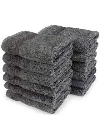 Areca 12 Piece Wash Cloth Set 13x13" Gray